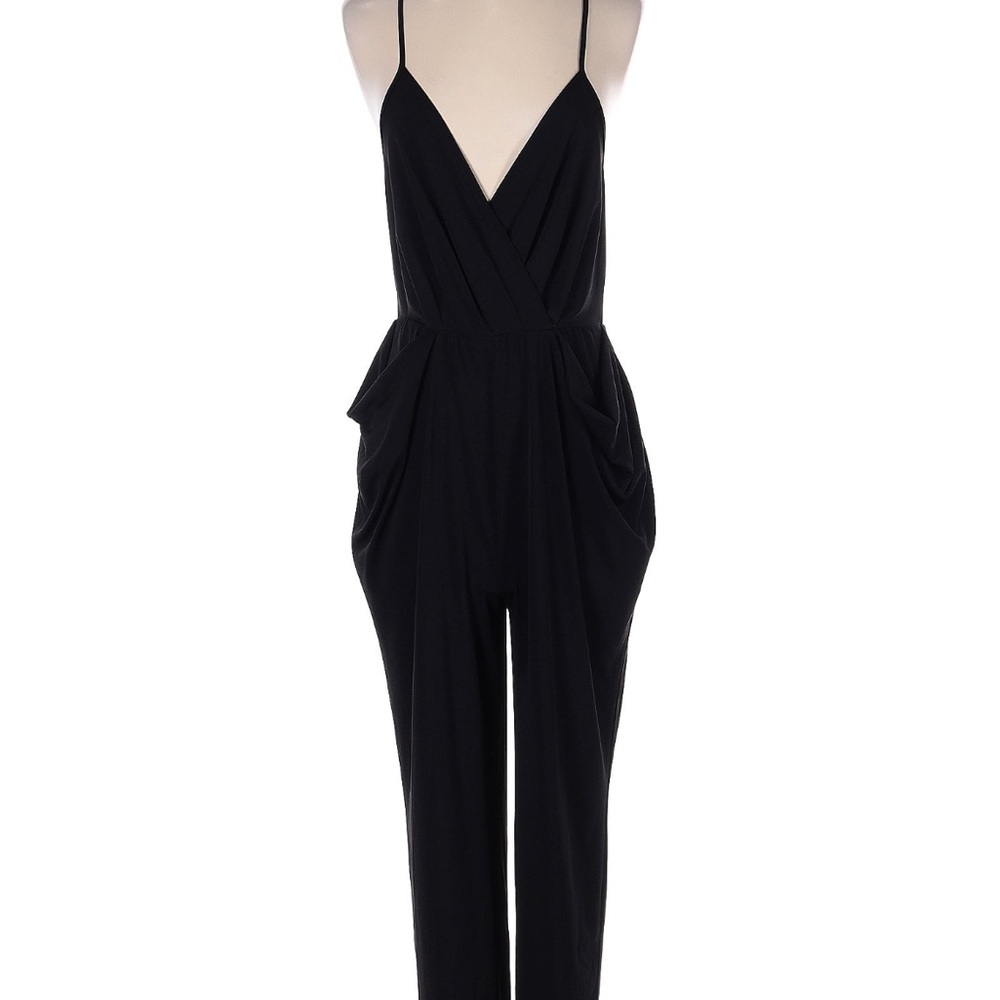 BCBGeneration Black Jumpsuit with V-Neck and Defined Waist
